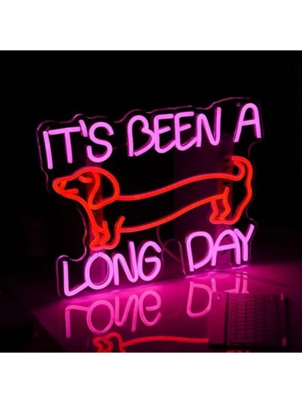 Dimmable Pink Dachshund Neon Wall Sign - LED Light Decor for Dog Lovers, Parties